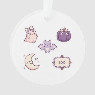 Süßer Rosa Lila Halloween-Geist Fledermaus Kürbis Ornament