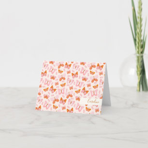 Süßer Rosa Orange Boho Schmetterling Personalisier Dankeskarte