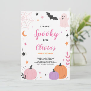 Süßer rosa, orange Geist Kürbis Halloween Geburtst Einladung