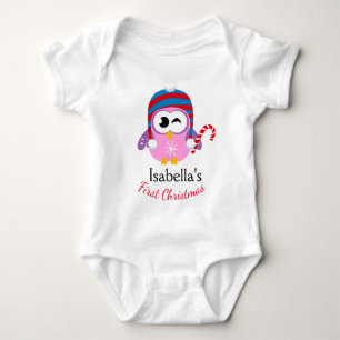 Süßer Rosa-Owl-Weihnachtsmann-Candy-Cane-Erstes-We Baby Strampler