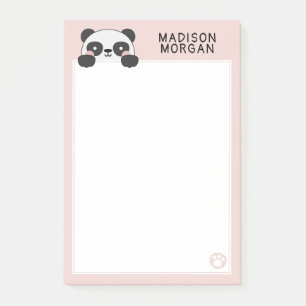 Süßer rosa Panda-Bär & Pfoten Fügen Sie Ihren Name Post-it Klebezettel