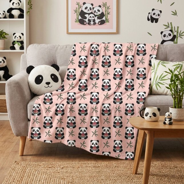 Süßer Rosa Panda  Fleecedecke (Von Creator hochgeladen)