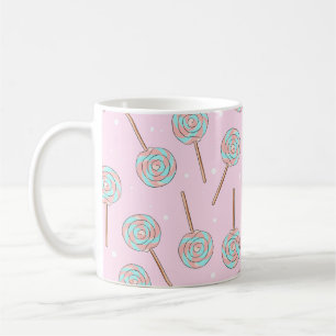 Süßer rosa Pastell-Lutscher nahtloses Muster Kaffeetasse
