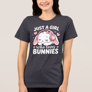 Süßer Rosa Schlafender Hase Tri-Blend Shirt