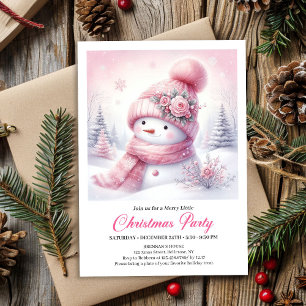 Süßer Rosa Schneemann Editierbare Weihnachts-Einla Einladung
