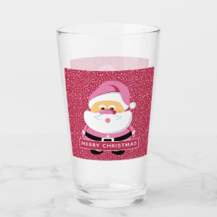 Süßer rosa skurriler Weihnachtsmann und Schnee Wei Glas