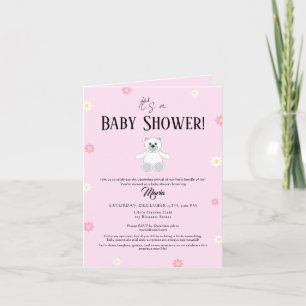 Süßer Rosa Teddybär Baby Shower Einladung