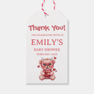 Süßer Rosa Teddybär Baby Shower Geschenkanhänger