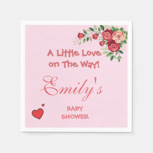 Süßer Rosa Teddybär Baby Shower Serviette