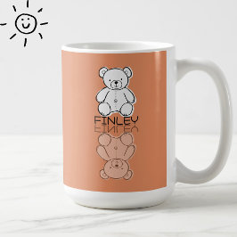 Süßer rosa Teddybär-Reflektions-Doodle mit individ Kaffeetasse