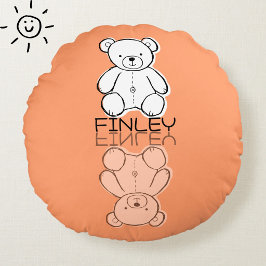 Süßer rosa Teddybär-Reflektions-Doodle mit individ Rundes Kissen