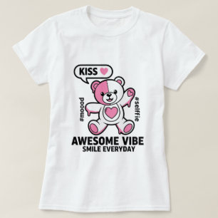 Süßer Rosa Teddybär sagt Kuss – Kawaii Love Bea T-Shirt