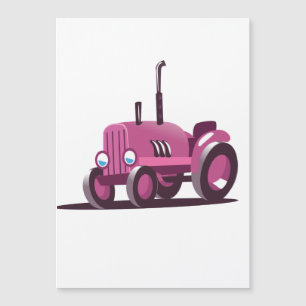 Süßer rosa Traktor Magnetkarte