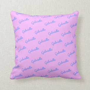 Süßer rosa und lila personalisierter Schriftname Kissen