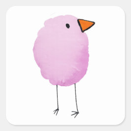 Süßer rosa Wasserfarben-Vogel-Aufkleber Quadratischer Aufkleber