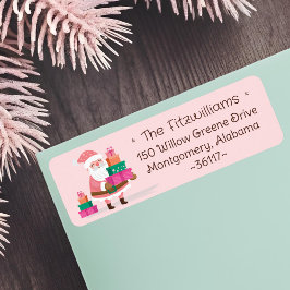 Süßer rosa Weihnachtsmann mit Geschenken
