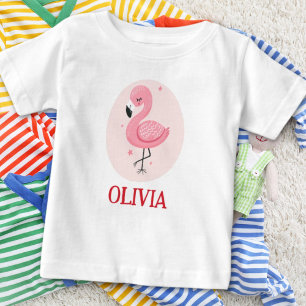 Süßer Rosa Whimsical-Flamingo Baby T-shirt