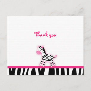 Süßer rosa Zebra danken Ihnen Mitteilungskarten