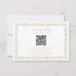 Süßer Rosé-Blütenrahmen RSVP mit Bogen-QR-Code