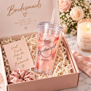 Süßer Roségold-Ring Brautjungfer Personalisiert Acryltrinkbecher