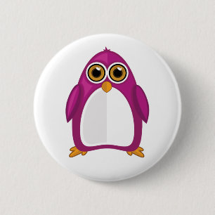 Süßer Rot-Violetter Pinguin Kawaii Cartoon Große A Button
