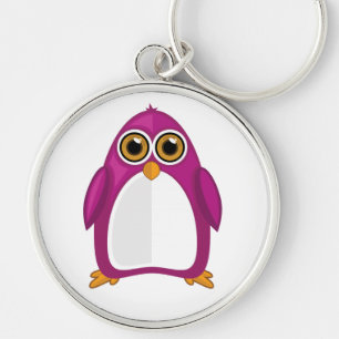 Süßer Rot-Violetter Pinguin Kawaii Cartoon Große A Schlüsselanhänger