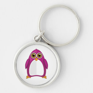 Süßer Rot-Violetter Pinguin Kawaii Cartoon Große A Schlüsselanhänger