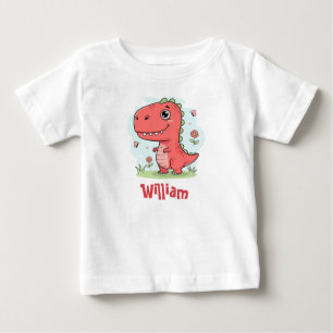 Süßer roter Babydinosaurier Baby T-shirt
