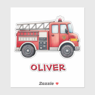 Süßer roter Cartoon-Feuerwehrwagen Aufkleber