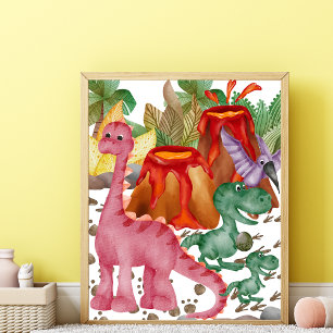 Süßer roter Dinosaurier-Kinderzimmerposter Poster