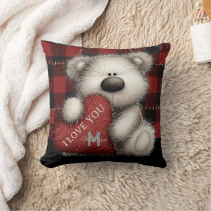 Süßer roter Karobär Ich liebe dich Benutzerdefinie Kissen