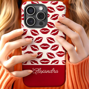 Süßer roter Lippenstift Küsse Schriftname Case-Mate iPhone Hülle