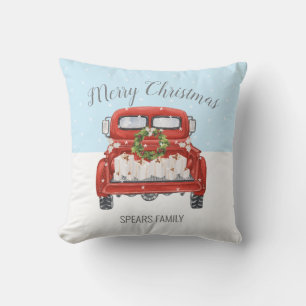 Süßer roter LKW blau-weißer Weihnachts-Wurfkissen Kissen