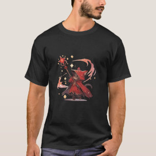 Süßer roter Magier-Katzenheld T-Shirt