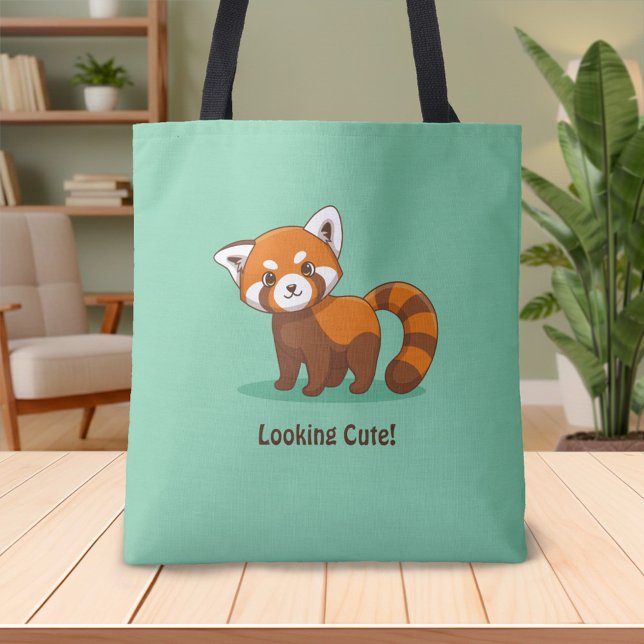 Süßer Roter Panda auf Grün Tasche (Von Creator hochgeladen)