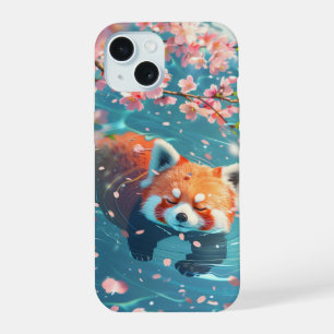 Süßer Roter Panda entspannt im Wasser iPhone 15 Hülle