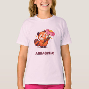 Süßer Roter Panda mit Blume  T-Shirt