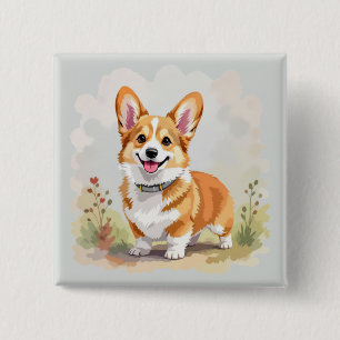 Süßer roter Pembroke Welsh Corgi Hund Button