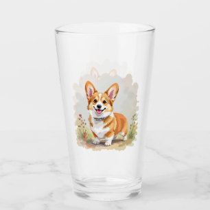 Süßer roter Pembroke Welsh Corgi Hund Glas