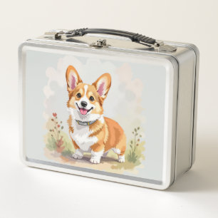 Süßer roter Pembroke Welsh Corgi Hund Metall Brotdose