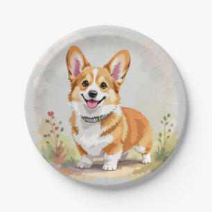Süßer roter Pembroke-Welsh-Corgi-Hund Pappteller