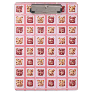 Süßer Roter Samt Patchwork-Keks-Teddybär Klemmbrett