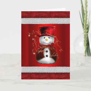 Süßer roter Samt-Schneemann Weihnachten Karte