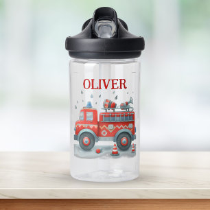 Süßer roter und grauer Feuerwehrwagen  Trinkflasche