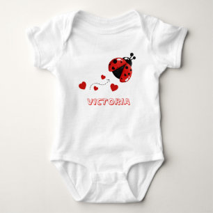 Süßer roter und schwarzer Marienkäfer-Body Baby Strampler