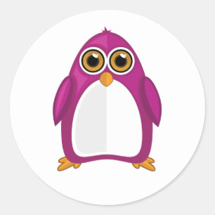 Süßer roter violetter Pinguin Kawaii Cartoon große Runder Aufkleber