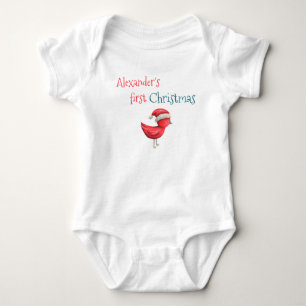 Süßer roter Vogel Weihnachtsmann Hut Enkelkind ers Baby Strampler