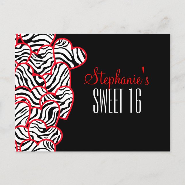 Süßer roter Zebraherzen Bonbon 16 Postkarte (Vorderseite)