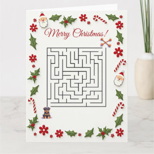 Süßer Rottweiler-Hund Weihnachts-Labyrinth-Puzzle  Karte