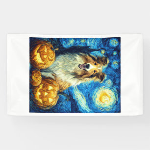 Süßer Rough Collie Hund Halloween Jack O Lantern K Banner